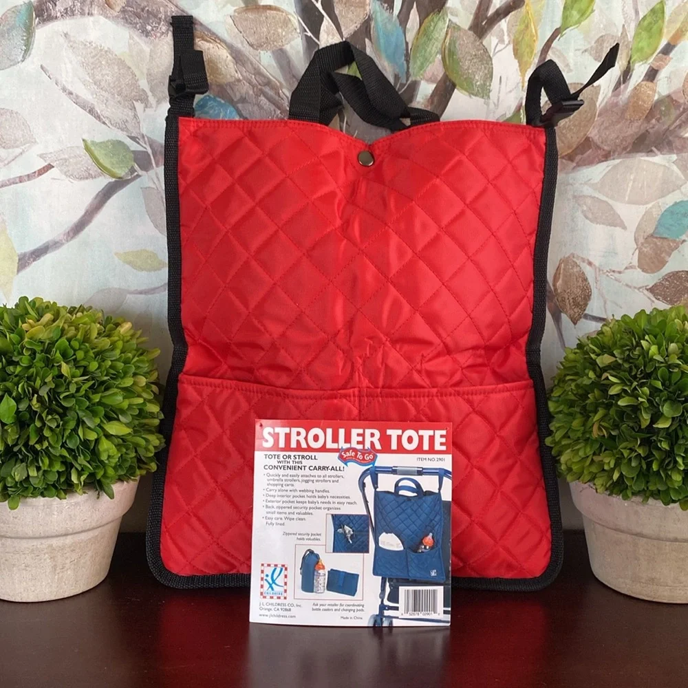 JL CHILDRESS ❤️RED❤️ QUILTED STROLLER TOTE 🍼BABY🍼 BAG 🌟NWT🌟